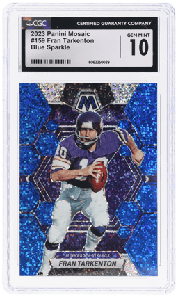 2023 Panini Mosaic Blue Sparkle Fran Tarkenton #159 64/96 CGC 10