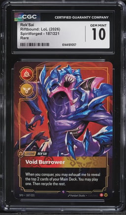 2026 Riftbound League Of Legends LoL Spiritforged Rek'Sai #187 CGC 10 GEM MINT