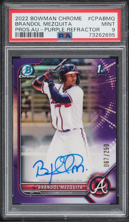 2022 Bowman Chrome Purple Refractor Brandol Mezquita PROSPECT AUTO /250 #CPA-BMQ PSA 9 MINT