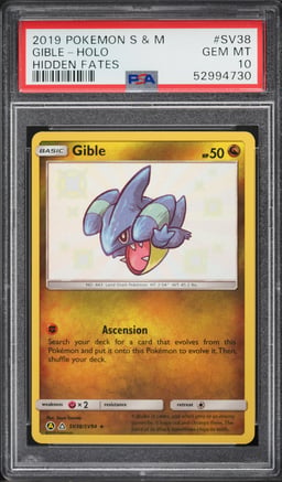 2019 Pokemon Sun & Moon Hidden Fates Shiny Gible #SV38 PSA 10 GEM MINT