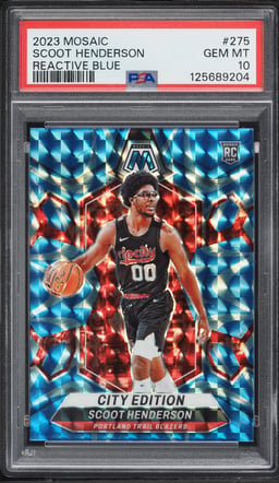 2023 Panini Mosaic Reactive Blue Prizm Scoot Henderson ROOKIE #275 PSA 10 GEM MINT