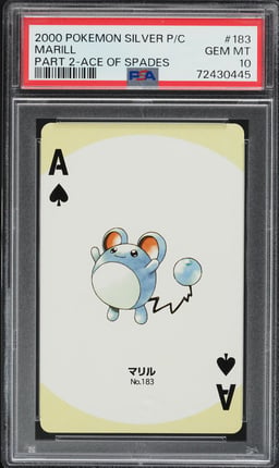 2000 Pokemon Japanese Silver Version Part 2 Playing Cards Ace Of Spades Marill PSA 10 GEM