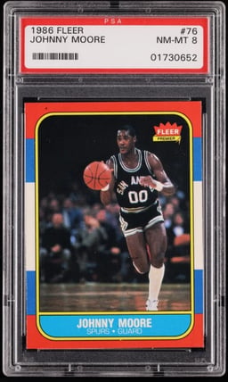1986 Fleer Basketball Johnny Moore #76 PSA 8 NM-MT