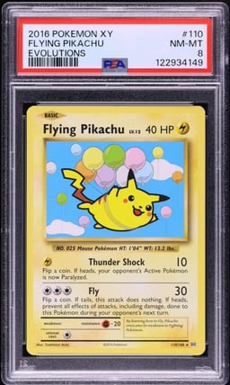 2016 Pokemon XY Evolutions Flying Pikachu #110 PSA 8 NM-MT