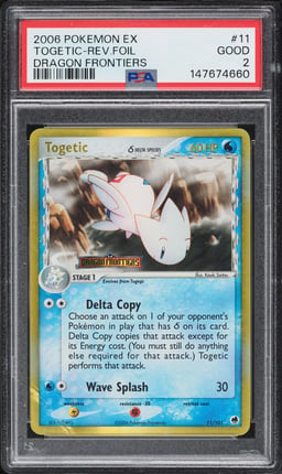 2006 Pokemon EX Dragon Frontiers Reverse Holo Togetic #11 PSA 2 GD