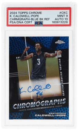 2024 Topps Chrome Autograph Chromographs Blue Basketball Refractor Kentavious Caldwell-Pope #CKC /10 PSA 9