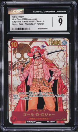 2024 One Piece Japanese Emperors In New World SEC Alt Art Gol D. Roger #OP09-118 CGC 9 MINT