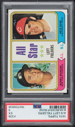 1974 Topps Bob Murcer & Pete Rose ALL-STAR LEFT FIELDERS #336 PSA 5 EX