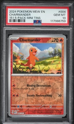 2024 Pokemon Mew En-151 5 Pack Mini Tin Charmander #004 PSA 10 GEM MINT