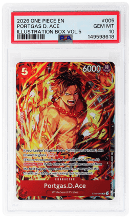 2026 One Piece Promotional Cards Illustration Box Volume 5 Portgas D. Ace #ST15-005 PSA 10