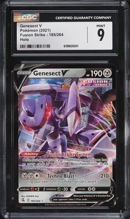 2021 Pokemon Sword & Shield Fusion Strike Holo Genesect V #185 CGC 9 MINT