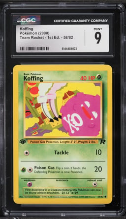 2000 Pokemon Team Rocket 1st Edition Koffing #58 CGC 9 MINT