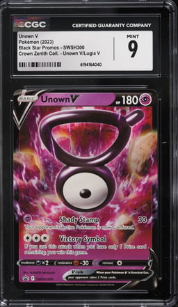 2023 Pokemon SWSH Black Star Promo Crown Zenith Collection Unown V #SWSH300 CGC 9 MINT