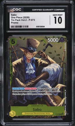 2026 One Piece Promo Tin Pack Vol.2 Alt Art Sabo #P-073 CGC 10 GEM MINT