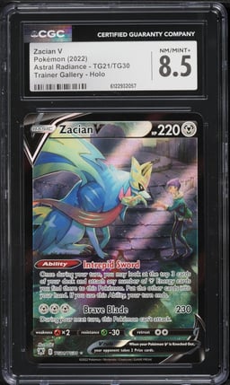 2022 Pokemon Sword & Shield Astral Radiance Trainer Gallery Zacian V #TG21 CGC 8.5 NM-MT+