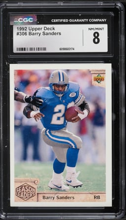 1992 Upper Deck Football Barry Sanders #306 CGC 8 NM-MT