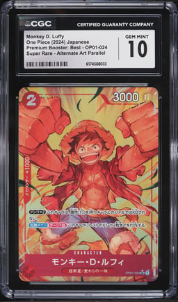 2024 One Piece Japanese Premium Booster: Best Alt Art SR Monkey D. Luffy #OP01 CGC 10 GEM MINT