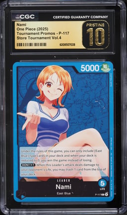 2025 One Piece Promo Store Tournament Volume 4 Leader Nami #P-117 CGC 10 PRISTINE