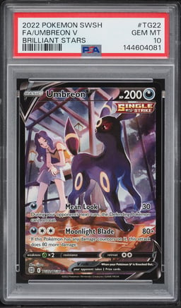 2022 Pokemon Sword & Shield Brilliant Stars Full Art Umbreon V #TG22 PSA 10 GEM MINT