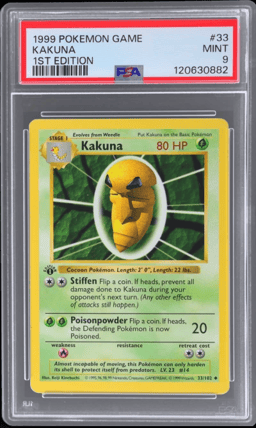 1999 Pokemon Base Set 1st Edition Kakuna #33 PSA 9