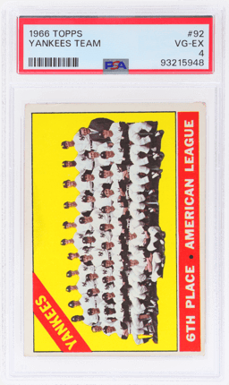 1966 Topps New York Yankees #92 PSA 4