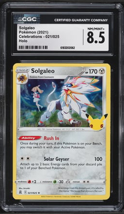 2021 Pokemon Sword & Shield Celebrations Holo Solgaleo #21 CGC 8.5 NM-MT+