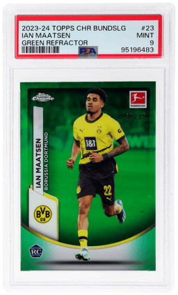 2023 Topps Chrome Bundesliga Green Refractor Ian Maatsen #23 47/99 PSA 9