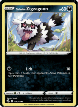 2021 Galarian Zigzagoon #159 Fusion Strike