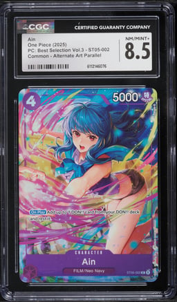 2025 One Piece PC Best Selection Vol 3 Alt Art Ain #ST05-002 CGC 8.5 NM-MT+