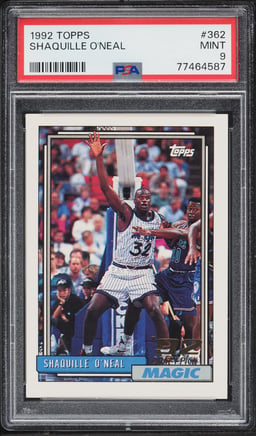 1992 Topps Basketball Shaquille O'Neal ROOKIE #362 PSA 9 MINT