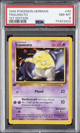 1999 POKEMON GERMAN 1ST ED #49 TRAUMATO PSA 8
