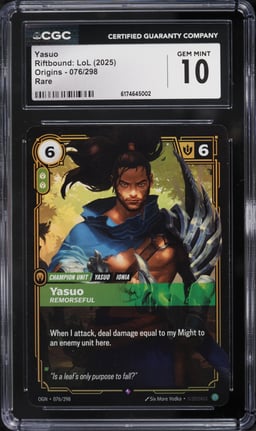 2025 Riftbound League Of Legends LoL Origins Yasuo #76 CGC 10 GEM MINT
