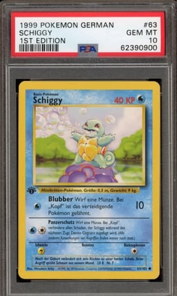 1999 Pokemon German Base Set 1st Edition Squirtle #63 PSA 10 GEM MINT