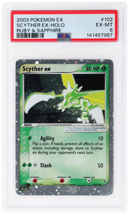2003 Pokemon Ex Ruby and Sapphire Holo Scyther Ex #102 PSA 6