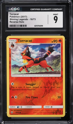 2017 Pokemon Sun & Moon Shining Legends Reverse Holo Torracat #16 CGC 9 MINT