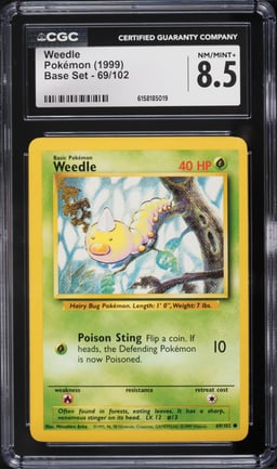 1999 Pokemon Base Set Weedle #69 CGC 8.5 NM-MT+