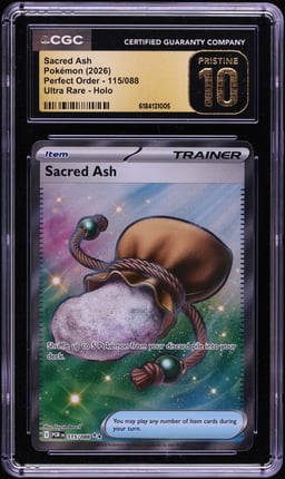 2026 Pokemon Mega Evolution Perfect Order Full Art Sacred Ash #115 BGS 10 PRISTINE