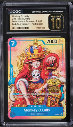 2024 One Piece Promo Tournament 2nd Anniversary Monkey D. Luffy #P-043 CGC 10 PRISTINE