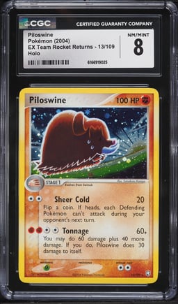 2004 Pokemon EX Team Rocket Returns Holo Piloswine #13 CGC 8 NM-MT