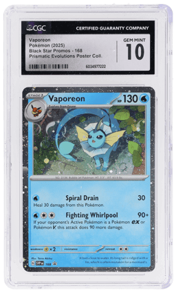 2025 Pokemon Scarlet and Violet Black Star Promo Prismatic Evolutions Poster Collection Vaporeon #168 CGC 10