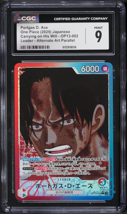 2025 One Piece Japanese Carrying On His Will Alt Art Parallel Portgas D. Ace CGC 9 MINT