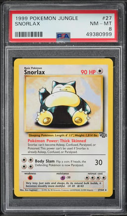 1999 Pokemon Jungle Snorlax #27 PSA 8 NM-MT