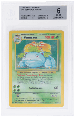 1999 Pokemon Base Set Holo Venusaur #15 BGS 6