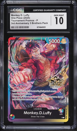 2025 One Piece Promo 3rd Anniversary 3 Brothers Pack Leader Monkey D. Luffy #P CGC 10 GEM MINT