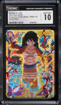 2024 One Piece Emperors In The New World SEC Monkey D. Luffy #OP09-119 CGC 10 GEM MINT