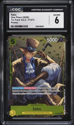 2026 One Piece Promo Tin Pack Vol.2 Alt Art Sabo #P-073 CGC 6 EXMT