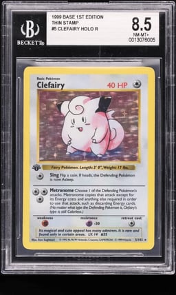 1999 Pokemon Base Set Shadowless 1st Edition Holo Clefairy #5 BGS 8.5 NM-MT+