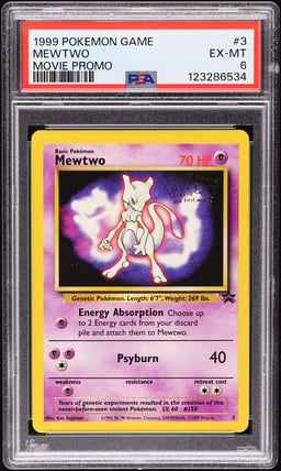 1999 Pokemon Movie Black Star Promo Mewtwo #3 PSA 6 EXMT