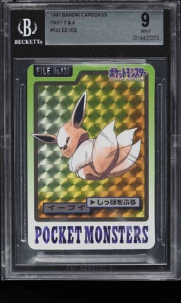 1997 Pokemon Japanese Pocket Monsters Carddass Prism Eevee #133 BGS 9 MINT