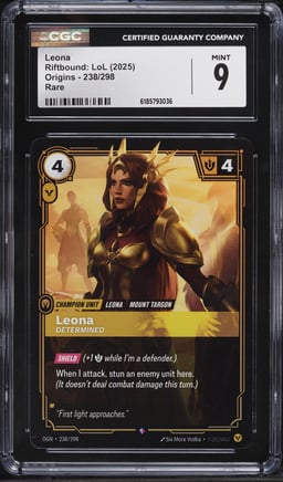 2025 Riftbound League Of Legends LoL Origins Leona #238 CGC 9 MINT